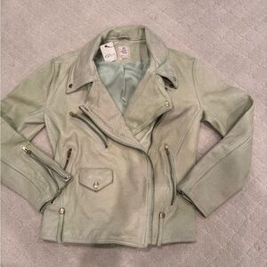 NET’s We The Free Light Green Leather Jacket